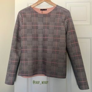 Zara Plaid Long Sleeve Top Size M